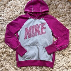 Nike Magenta and Light Gray Hooded Pullover M